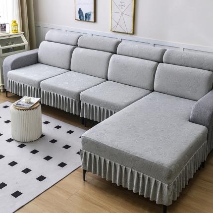 91家纺网 家纺一手货源 找家纺 千彤 2023新款裙边-三叶草沙发笠系列 沙发套罩 银灰