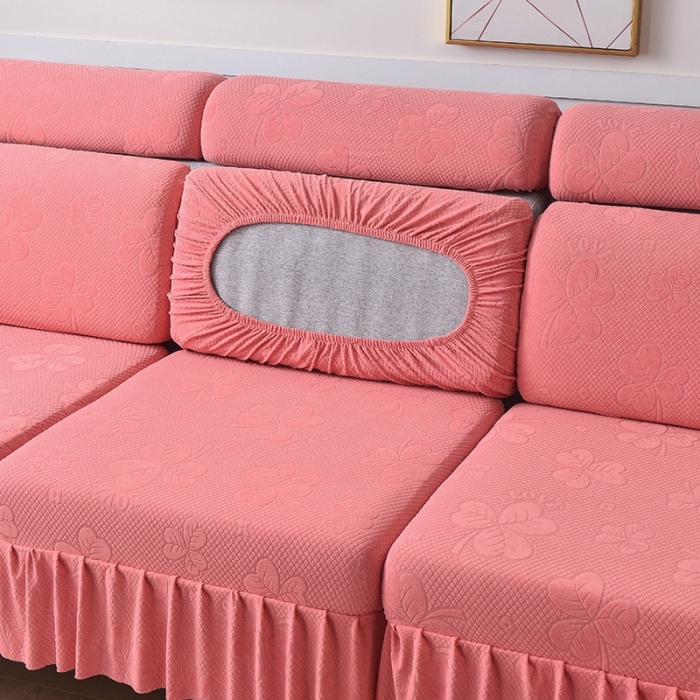 91家纺网 家纺一手货源 找家纺 千彤 2023新款裙边-三叶草沙发笠系列 沙发套罩 豆沙红
