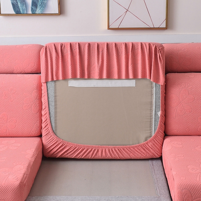 91家纺网 家纺一手货源 找家纺 千彤 2023新款裙边-三叶草沙发笠系列 沙发套罩 豆沙红