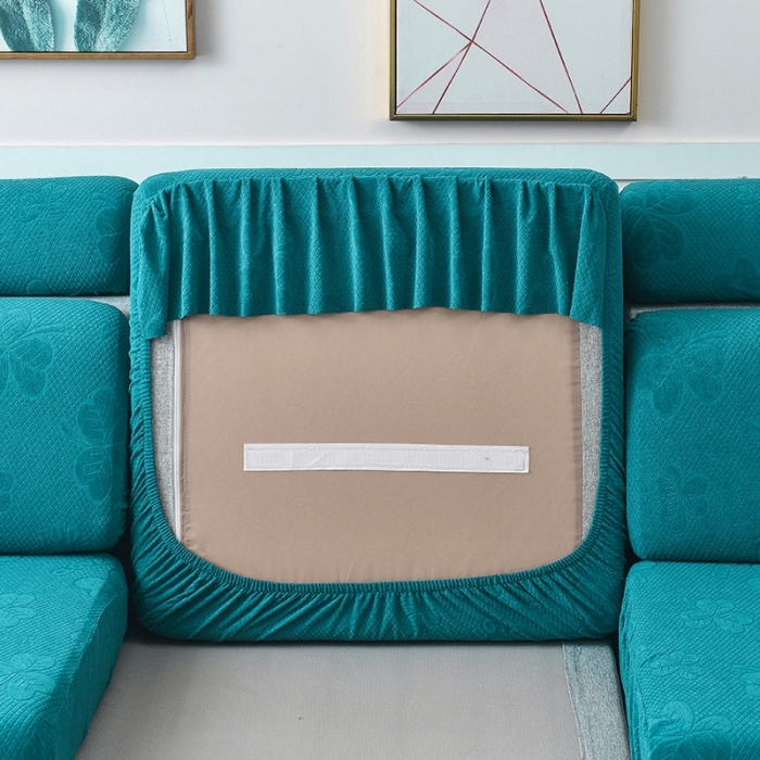 91家纺网 家纺一手货源 找家纺 千彤 2023新款裙边-三叶草沙发笠系列 沙发套罩 孔雀蓝