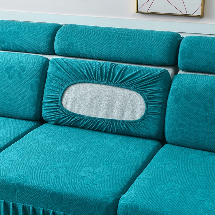 91家纺网 家纺一手货源 找家纺 千彤 2023新款裙边-三叶草沙发笠系列 沙发套罩 孔雀蓝