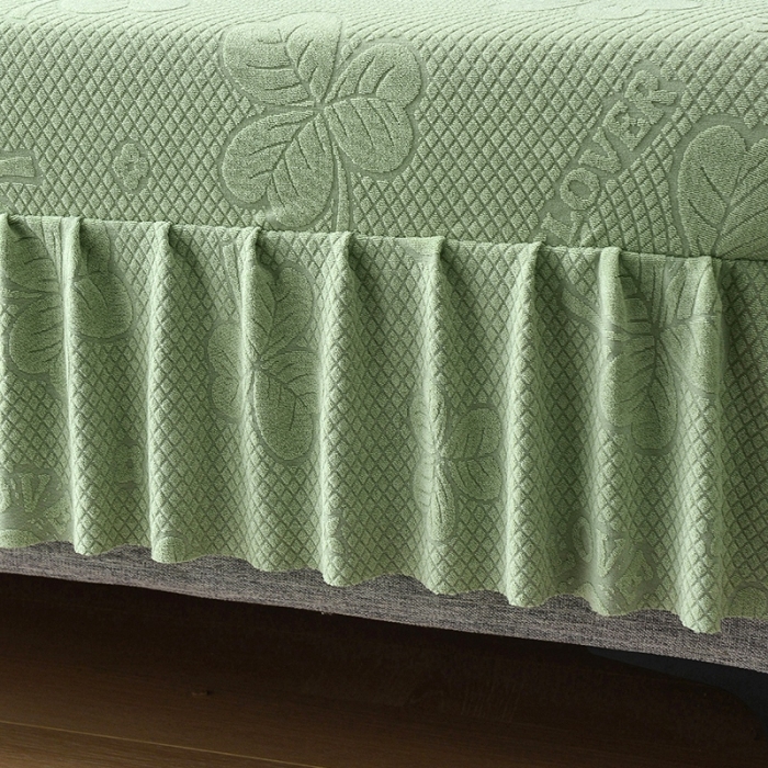 91家纺网 家纺一手货源 找家纺 千彤 2023新款裙边-三叶草沙发笠系列 沙发套罩 浅绿