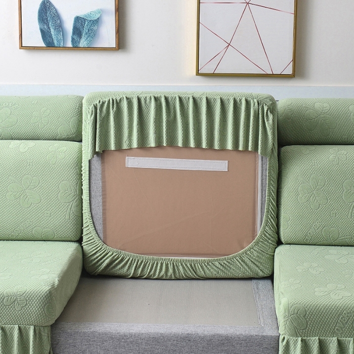 91家纺网 家纺一手货源 找家纺 千彤 2023新款裙边-三叶草沙发笠系列 沙发套罩 浅绿