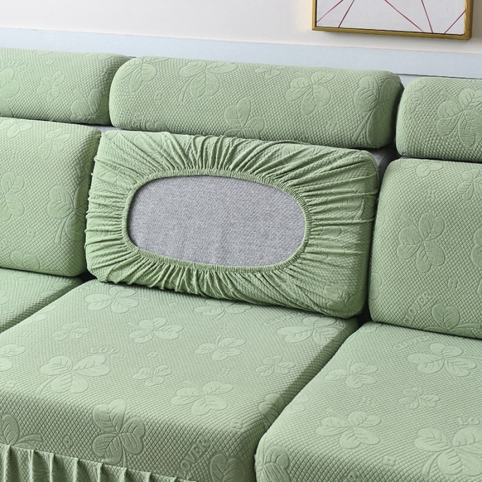 91家纺网 家纺一手货源 找家纺 千彤 2023新款裙边-三叶草沙发笠系列 沙发套罩 浅绿