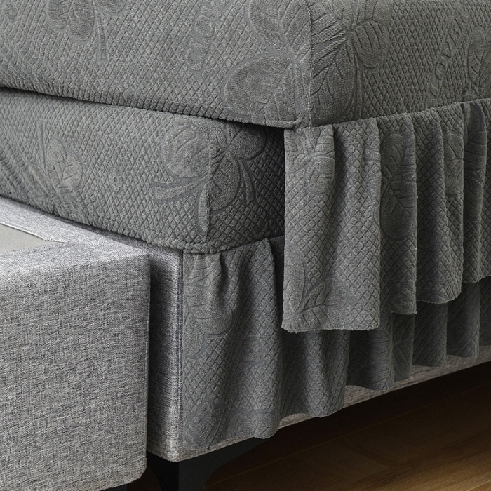 91家纺网 家纺一手货源 找家纺 千彤 2023新款裙边-三叶草沙发笠系列 沙发套罩 深灰