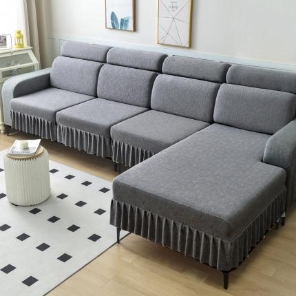 91家纺网 家纺一手货源 找家纺 千彤 2023新款 裙边-小树叶系列-沙发笠 沙发套罩 深灰