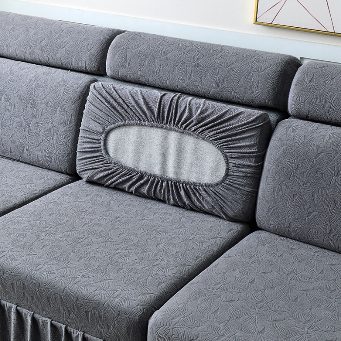 91家纺网 家纺一手货源 找家纺 千彤 2023新款 裙边-小树叶系列-沙发笠 沙发套罩 深灰