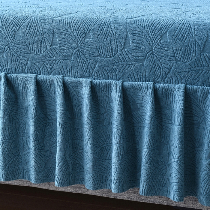 91家纺网 家纺一手货源 找家纺 千彤 2023新款 裙边-小树叶系列-沙发笠 沙发套罩 水蓝