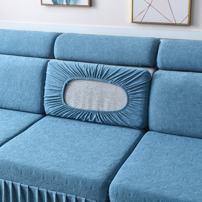 91家纺网 家纺一手货源 找家纺 千彤 2023新款 裙边-小树叶系列-沙发笠 沙发套罩 水蓝