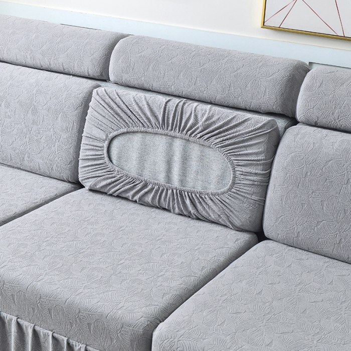 91家纺网 家纺一手货源 找家纺 千彤 2023新款 裙边-小树叶系列-沙发笠 沙发套罩 银灰