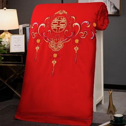 91家纺网 家纺一手货源 找家纺 天木兰 婚庆大红活里活面可拆卸蚕丝被 结婚100桑蚕丝长丝被可水洗机洗