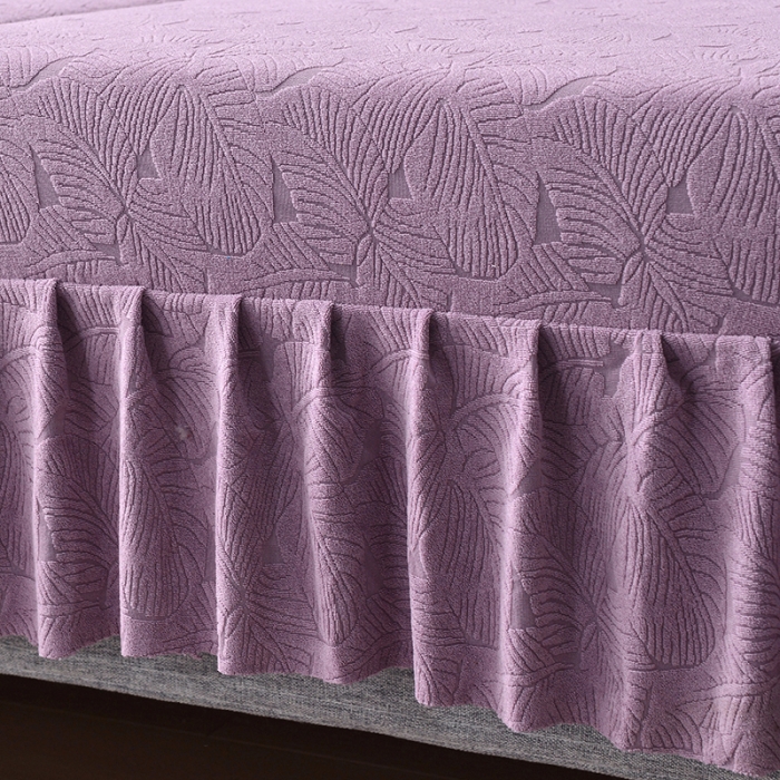 91家纺网 家纺一手货源 找家纺 千彤 2023新款 裙边-小树叶系列-沙发笠 沙发套罩 紫色