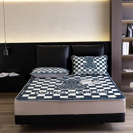 91家纺网 家纺一手货源 找家纺 （总）摩卡 2024新品凉感丝床笠乳胶凉席三件套