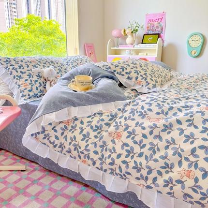 91家纺网 家纺一手货源 找家纺 （总）桃子 2023新款仙气奶油碎花少女心韩版花边纯棉四件套