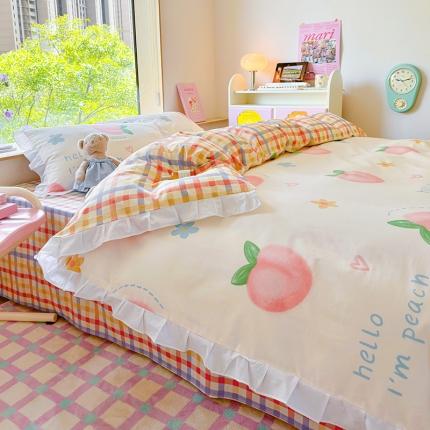 91家纺网 家纺一手货源 找家纺 （总）桃子 2023新款仙气奶油碎花少女心韩版花边纯棉四件套