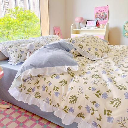 91家纺网 家纺一手货源 找家纺 （总）桃子 2023新款仙气奶油碎花少女心韩版花边纯棉四件套