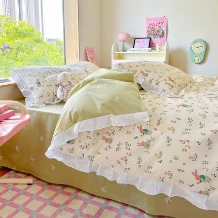 91家纺网 家纺一手货源 找家纺 （总）桃子 2023新款仙气奶油碎花少女心韩版花边纯棉四件套