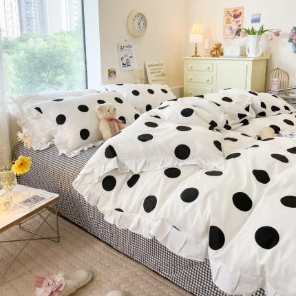 桃子 2023新款仙气奶油碎花少女心韩版花边纯棉四件套 花边-波点