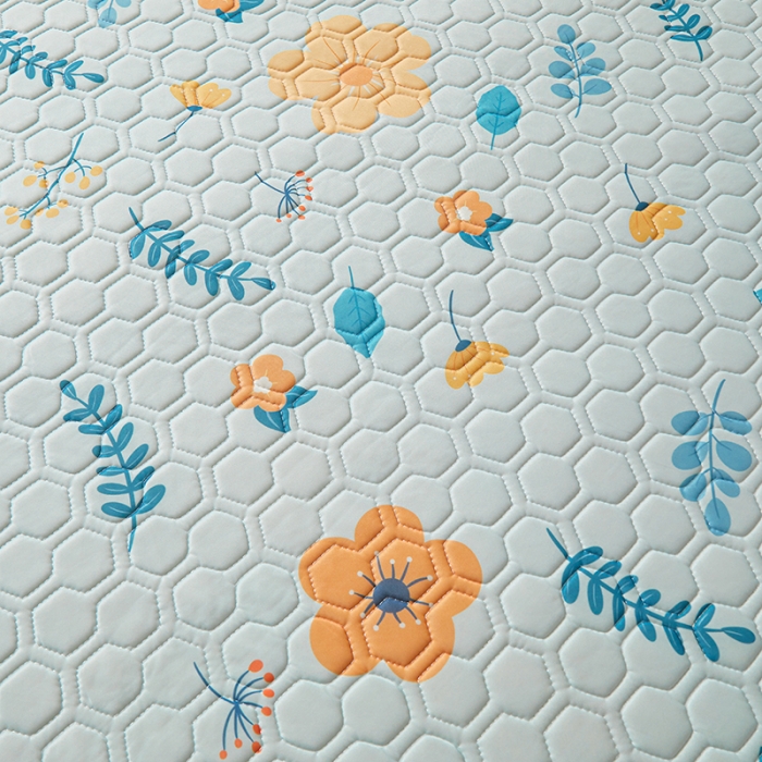 91家纺网 家纺一手货源 找家纺 小萌虎 2023新款冰丝胶质凉席-床席款 花草