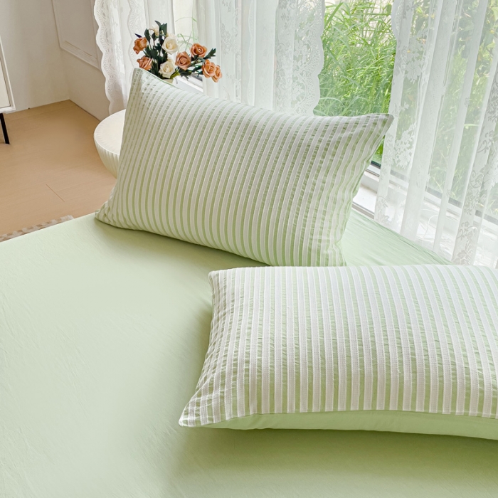 91家纺网 家纺一手货源 找家纺 总千朵 2023新款新款全棉色织提花水洗手工包边大豆棉夏被四件套