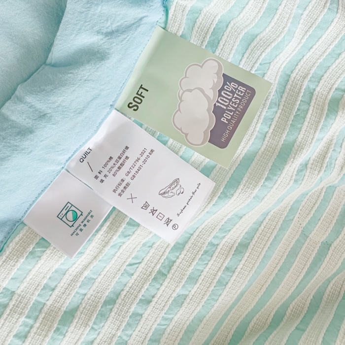 91家纺网 家纺一手货源 找家纺 千朵 2023新款新款全棉色织提花水洗手工包边大豆棉夏被四件套 锦瑟-兰