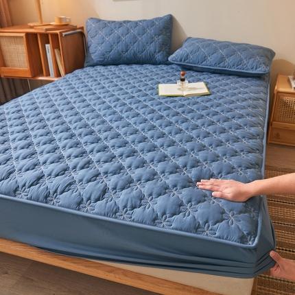 予梦家纺 2024新款A类夹棉防水床笠 宾利蓝