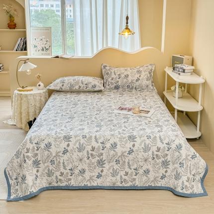 91家纺网 家纺一手货源 找家纺 总梦精灵2025新款双面全棉高温砂洗夹棉床单宽边床盖夏被盖毯