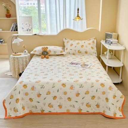 91家纺网 家纺一手货源 找家纺 总梦精灵2025新款双面全棉高温砂洗夹棉床单宽边床盖夏被盖毯