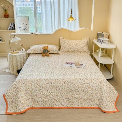 91家纺网 家纺一手货源 找家纺 总梦精灵2025新款双面全棉高温砂洗夹棉床单宽边床盖夏被盖毯