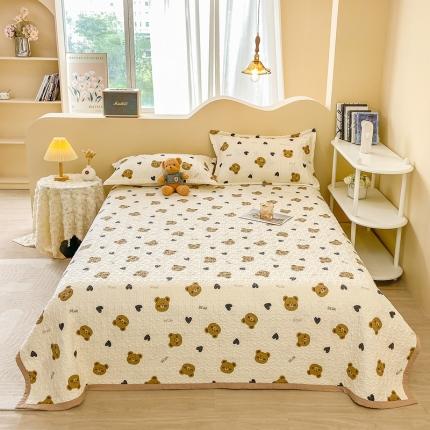 91家纺网 家纺一手货源 找家纺 总梦精灵2025新款双面全棉高温砂洗夹棉床单宽边床盖夏被盖毯