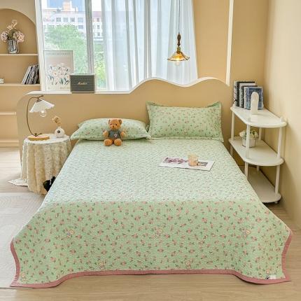 91家纺网 家纺一手货源 找家纺 梦精灵2025新款双面全棉高温砂洗夹棉床单宽边床盖夏被盖毯 遇见美好