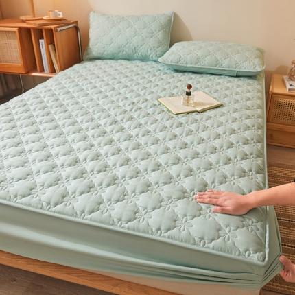 予梦家纺 2024新款A类夹棉防水床笠 茵草绿