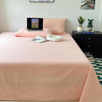 91家纺网 家纺一手货源 找家纺 新款全棉纯棉色织水洗棉床单单品及两三件套 纯浅粉