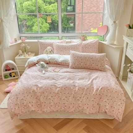 91家纺网 家纺一手货源 找家纺 柠馨 2023新款13376可爱系列全棉印花四件套 飞扬兔