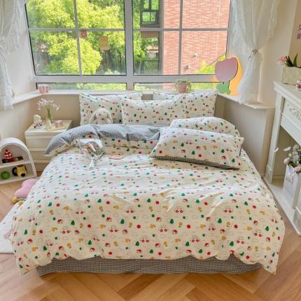 91家纺网 家纺一手货源 找家纺 柠馨 2023新款13376可爱系列全棉印花四件套 小羊嘟嘟