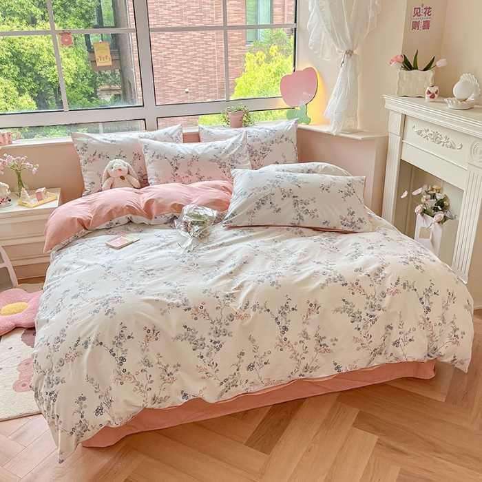 91家纺网 家纺一手货源 找家纺 柠馨 2023新款13376可爱系列全棉印花四件套 慕梅