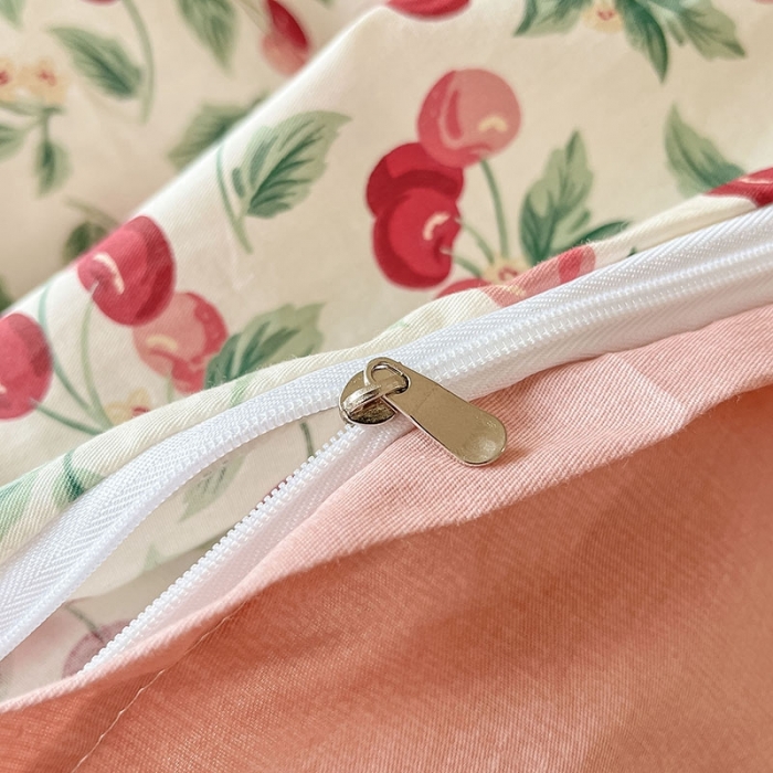 91家纺网 家纺一手货源 找家纺 柠馨 2023新款13376可爱系列全棉印花四件套 樱桃暖熙