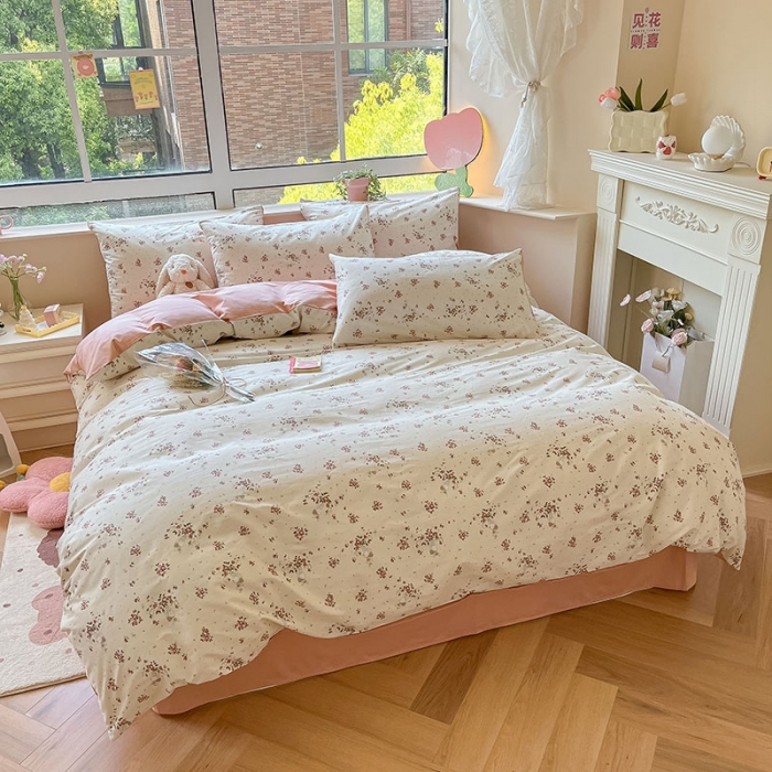 91家纺网 家纺一手货源 找家纺 柠馨 2023新款13376可爱系列全棉印花四件套 春韵