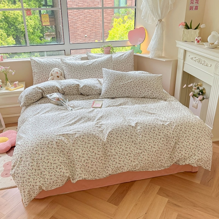 91家纺网 家纺一手货源 找家纺 柠馨 2023新款13376可爱系列全棉印花四件套 芙岚