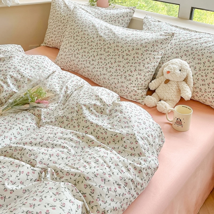 91家纺网 家纺一手货源 找家纺 柠馨 2023新款13376可爱系列全棉印花四件套 芙岚