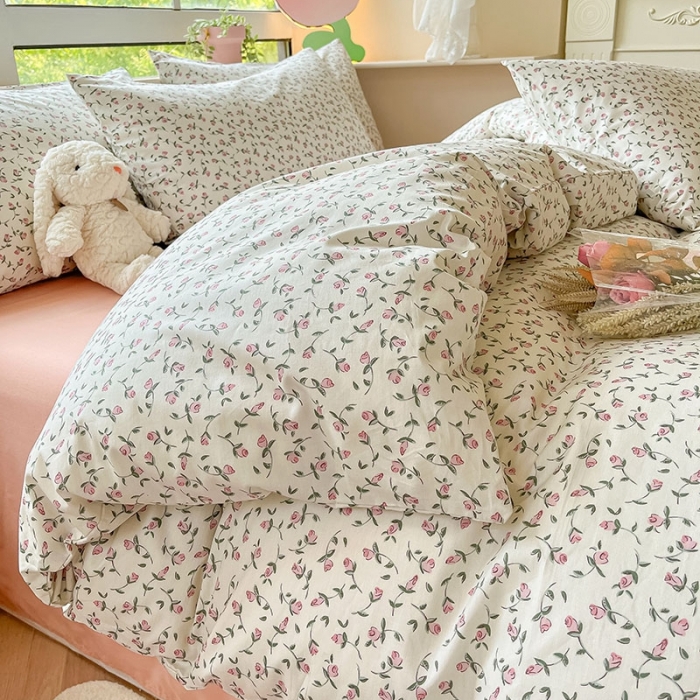 91家纺网 家纺一手货源 找家纺 柠馨 2023新款13376可爱系列全棉印花四件套 芙岚