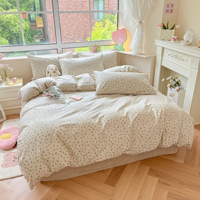 91家纺网 家纺一手货源 找家纺 柠馨 2023新款13376可爱系列全棉印花四件套 梦菲