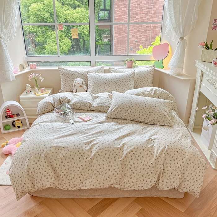 91家纺网 家纺一手货源 找家纺 柠馨 2023新款13376可爱系列全棉印花四件套 梦菲