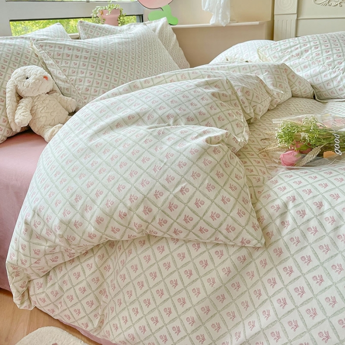 91家纺网 家纺一手货源 找家纺 柠馨 2023新款13376可爱系列全棉印花四件套 欣妍