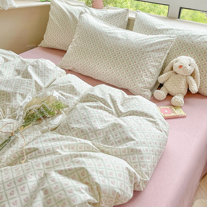 91家纺网 家纺一手货源 找家纺 柠馨 2023新款13376可爱系列全棉印花四件套 欣妍