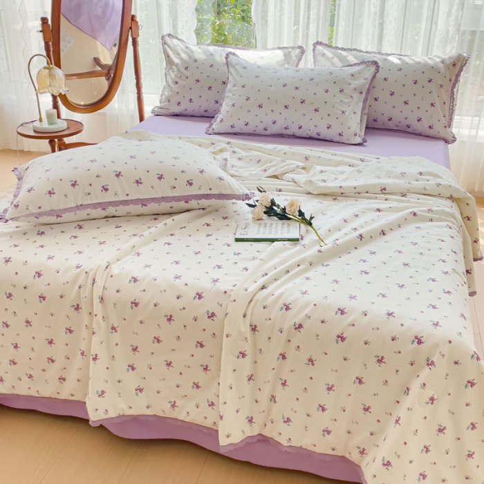 91家纺网 家纺一手货源 找家纺 （总）千朵 2023新款全棉大豆夏被四件套