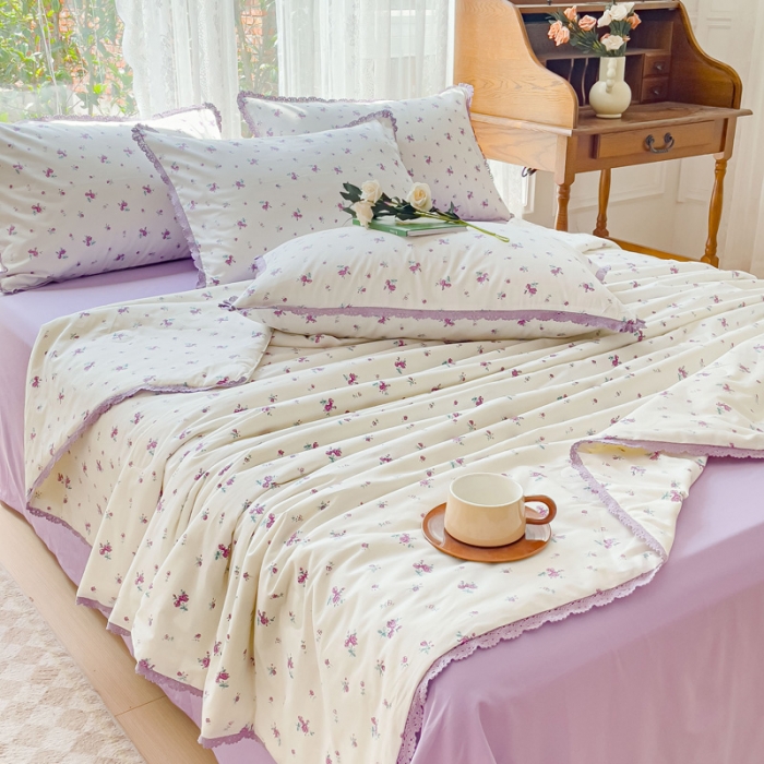 91家纺网 家纺一手货源 找家纺 （总）千朵 2023新款全棉大豆夏被四件套