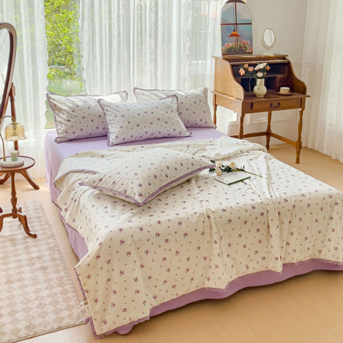 91家纺网 家纺一手货源 找家纺 （总）千朵 2023新款全棉大豆夏被四件套