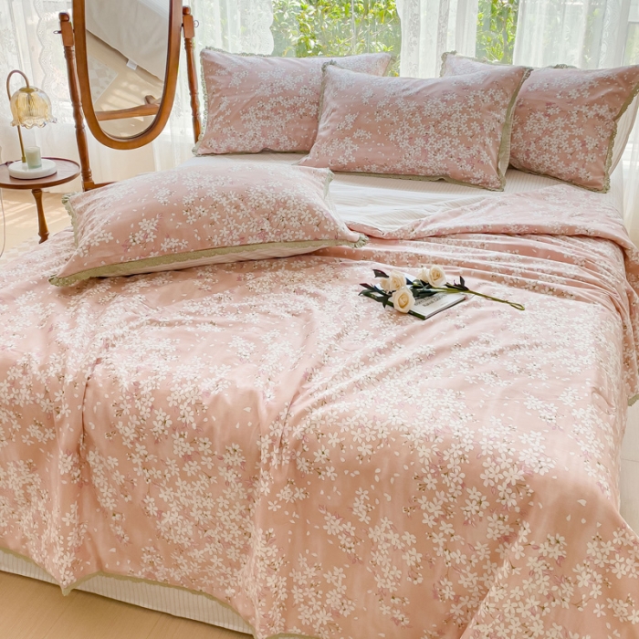 91家纺网 家纺一手货源 找家纺 千朵 2023新款全棉大豆夏被四件套 富士山下