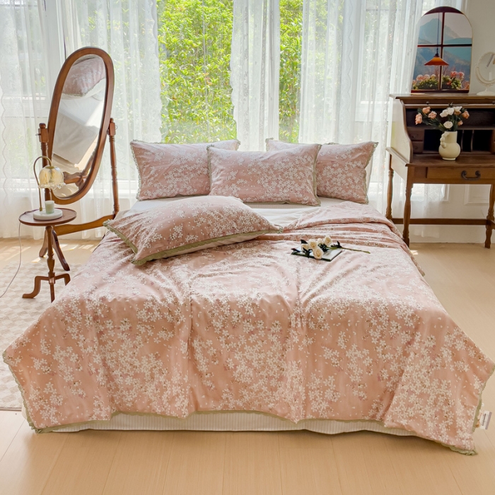 91家纺网 家纺一手货源 找家纺 千朵 2023新款全棉大豆夏被四件套 富士山下